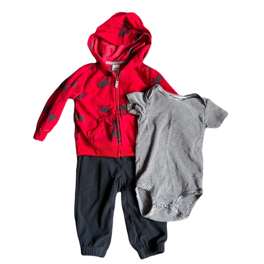 Boy’s Fleece Moose 3-Piece Outfit 12 Months